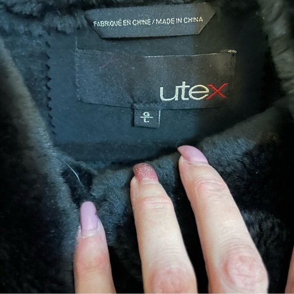 🎀 UTEX Faux Suede & Faux Fur Embroidered Sleeves Fur Cuffs Hidden Button C… - Picture 4 of 11